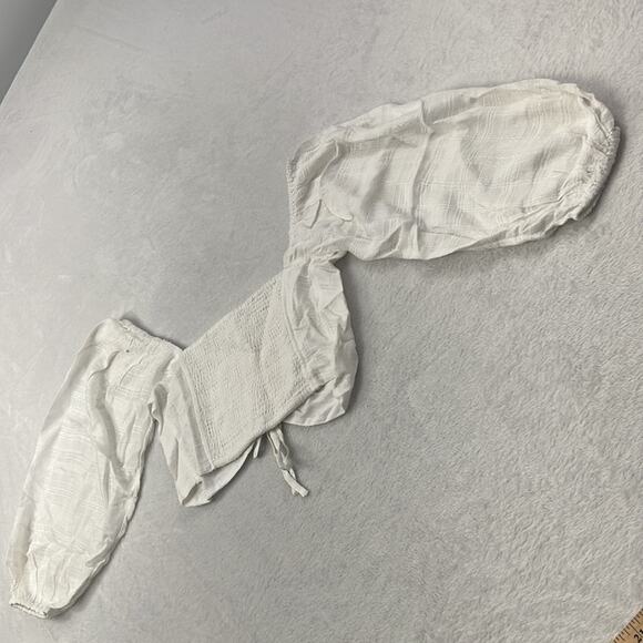 NWT L*Space Farryn‎ Top White Puffy Smocked Crop Top - Picture 14 of 16